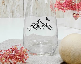 Carafe en verre "Montagne" avec boule de pin