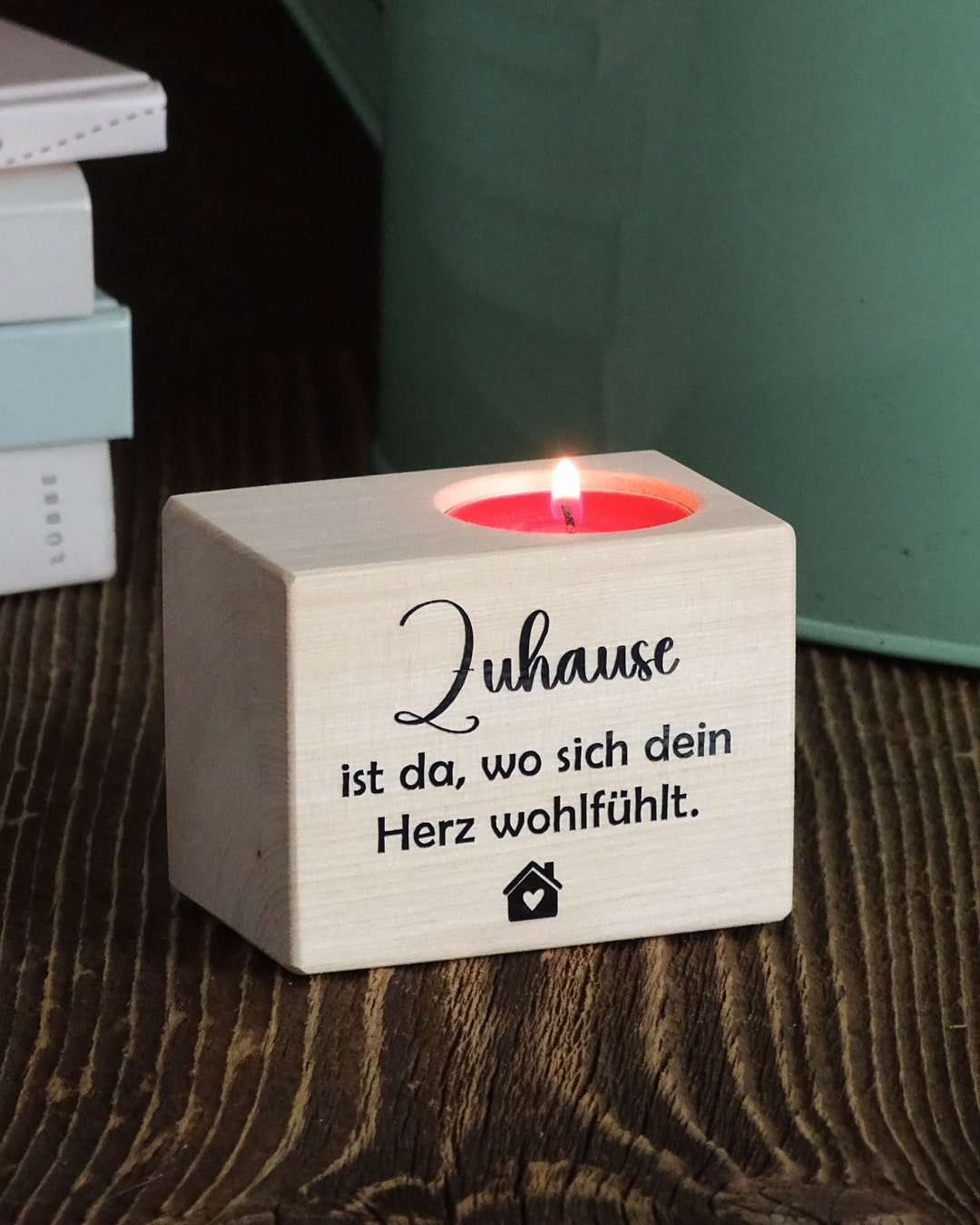 Teelichthalter Aus Zirbenholz Mit Spruch zuhause Ist Da Etsy