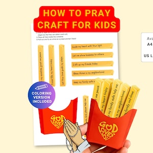 Fries Prayer craft sunday school activity, Printable bible craft, Bible lesson for kids How to pray