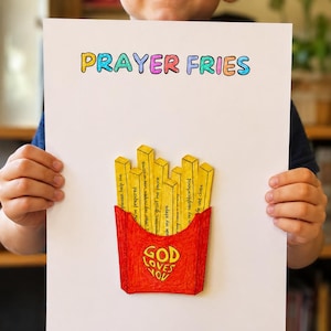 Bastelidee „Pommes Gebet“ für den Sonntagsschulunterricht, druckbare Bibelbastelvorlage, Bibellektion für Kinder: Wie man betet