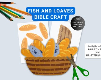 Fish and Loaves Bible Story Craft for Kids, Jesus Feeds 5000 Printable ...