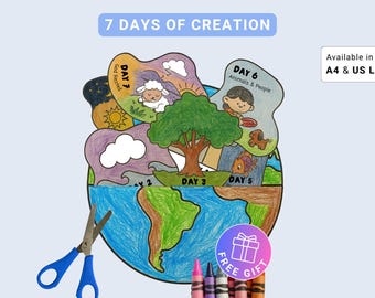 7 Days Of Creation, Bible Story Coloring, Sunday School Crafts, Christian Activity Pages, In The Beginning Genesis Lesson