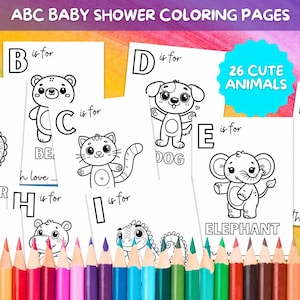 Baby's first abc coloring book, Baby shower printables, Animal coloring sheets, First birthday gift, Abc coloring pages