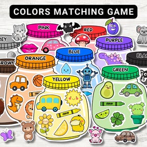 Color sorting game for kids, Toddler activity sheets, Printable games, Montessori materials, Colors matching game