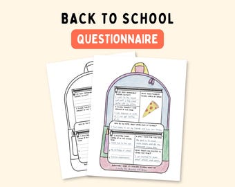 Back to School Printable Worksheet Craft, Get to know Me Questionnaire, All About Me Classroom First Day of School Activity, Coloring page
