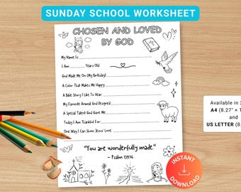 All About Me Christian Printable for Sunday School,  Bible Craft Christian Activity, Church Activity for Kids