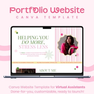 Portfolio Website Template for Virtual Assistants – Editable One-Page Portfolio - Canva