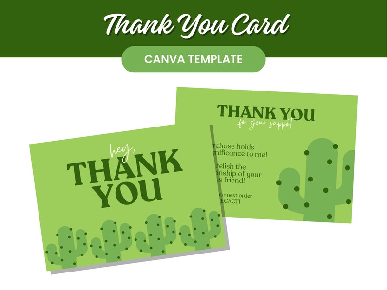 Thank You Card Template Canva Editable Thank You Printable Card Small ...