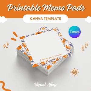 10 Printable Memo Pads Flower theme | Editable Canva Template