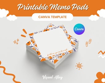 10 Printable Memo Pads Flower theme | Editable Canva Template