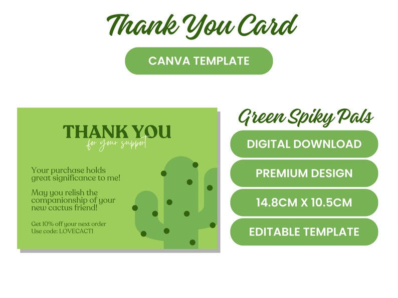 Thank You Card Template Canva Editable Thank You Printable Card Small ...