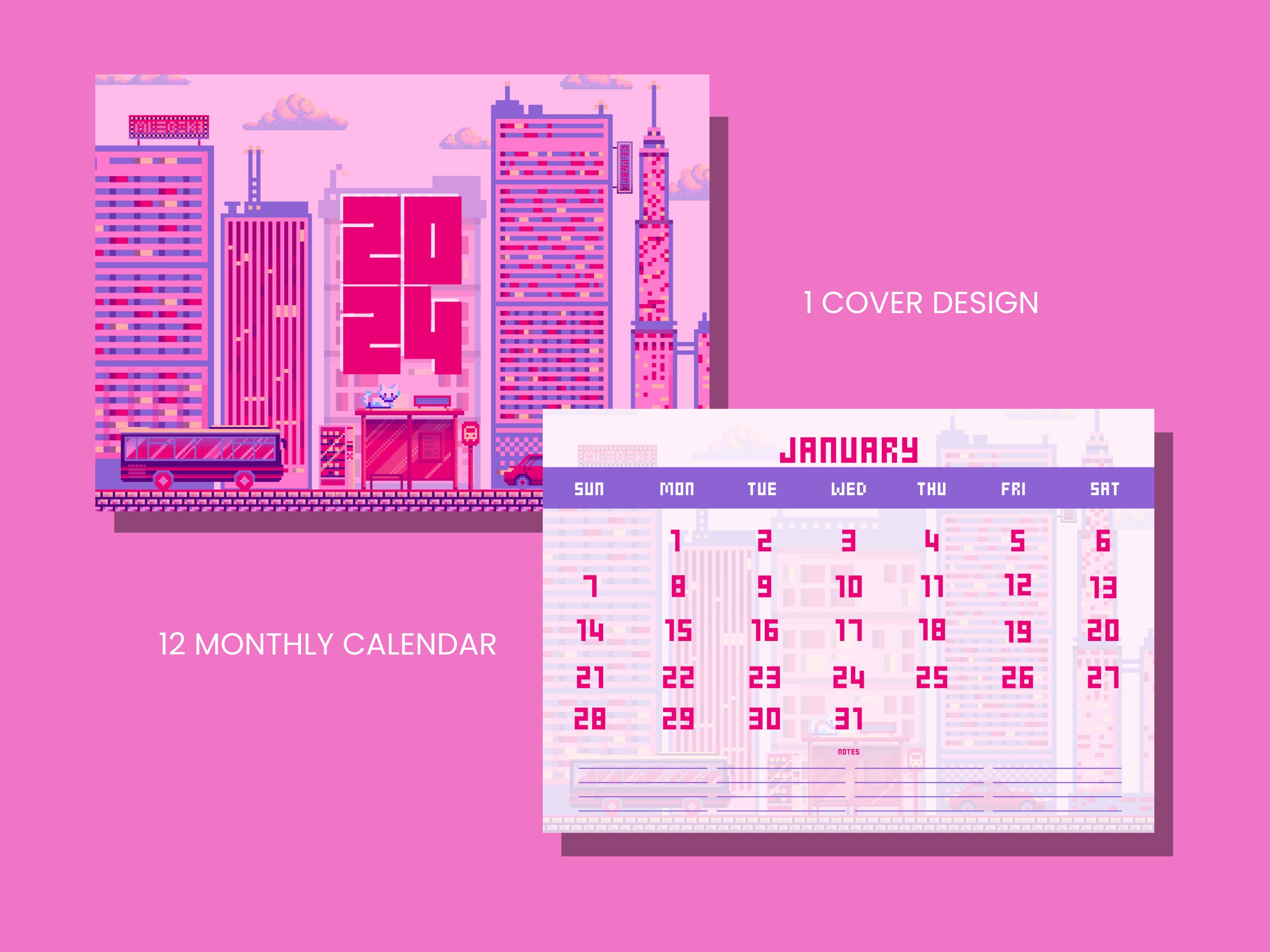Printable 2024 Monthly Calendar PDF Pixel Dreams A4 Size Instant printable-2024-monthly-calendar-pdf-pixel-dreams-a4-size-instant