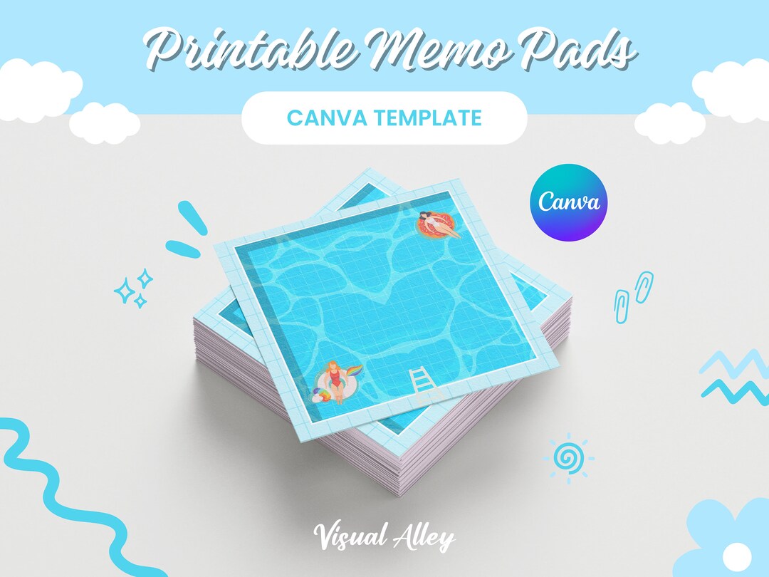 5 Printable Memo Pads Summer Theme Editable Canva Template Etsy