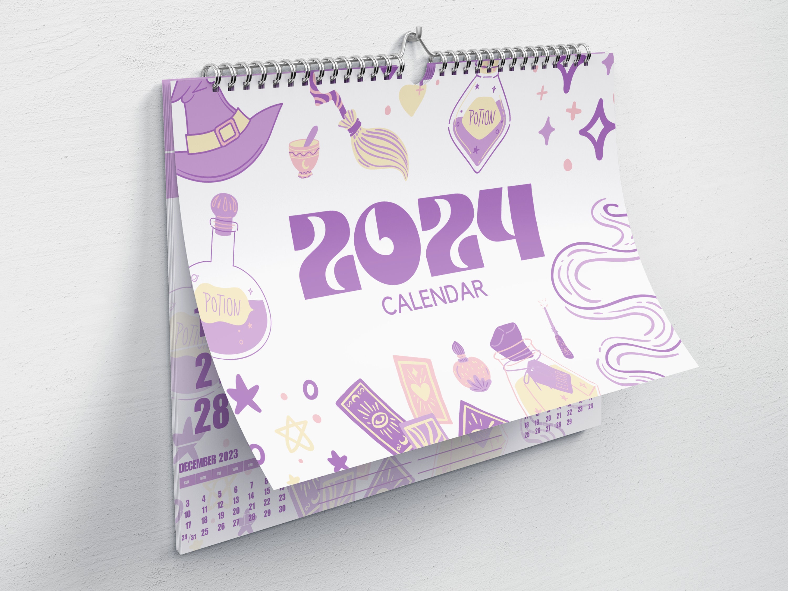 Printable 2024 Monthly Calendar PDF Whimsy Magic A4 Size - Etsy
