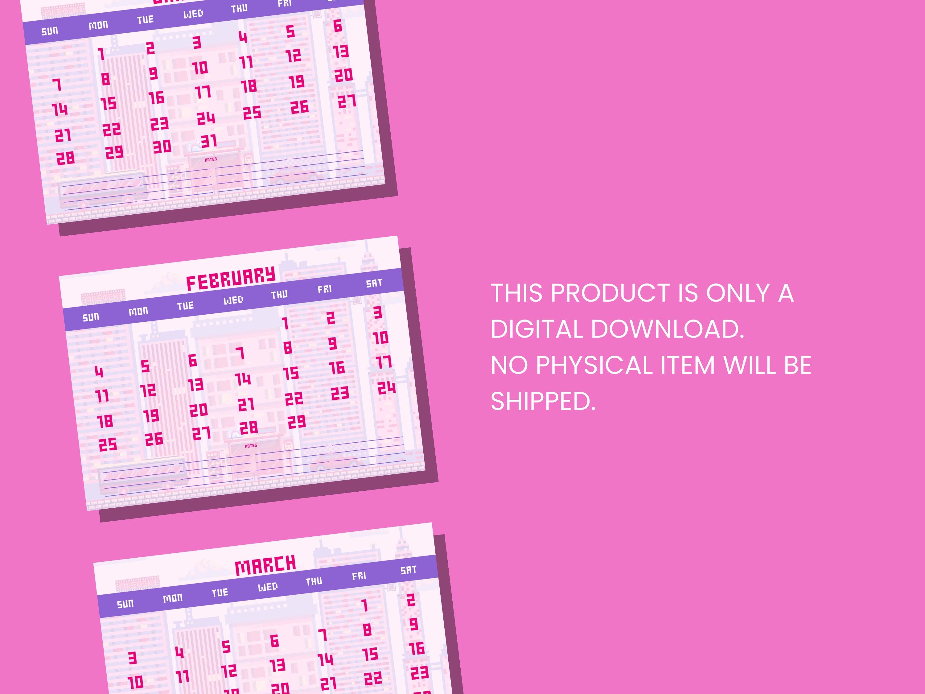 Printable 2024 Monthly Calendar PDF Pixel Dreams A4 Size Instant printable-2024-monthly-calendar-pdf-pixel-dreams-a4-size-instant
