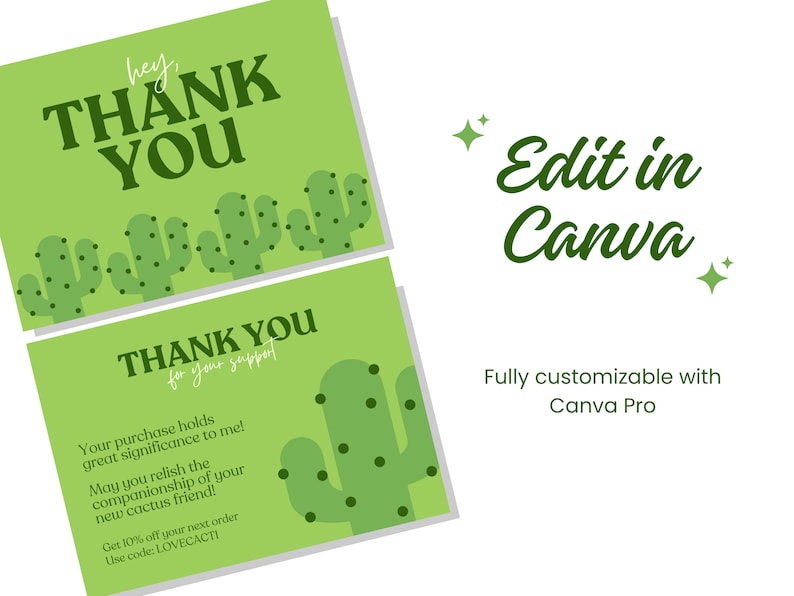 Thank You Card Template Canva Editable Thank You Printable Card Small ...
