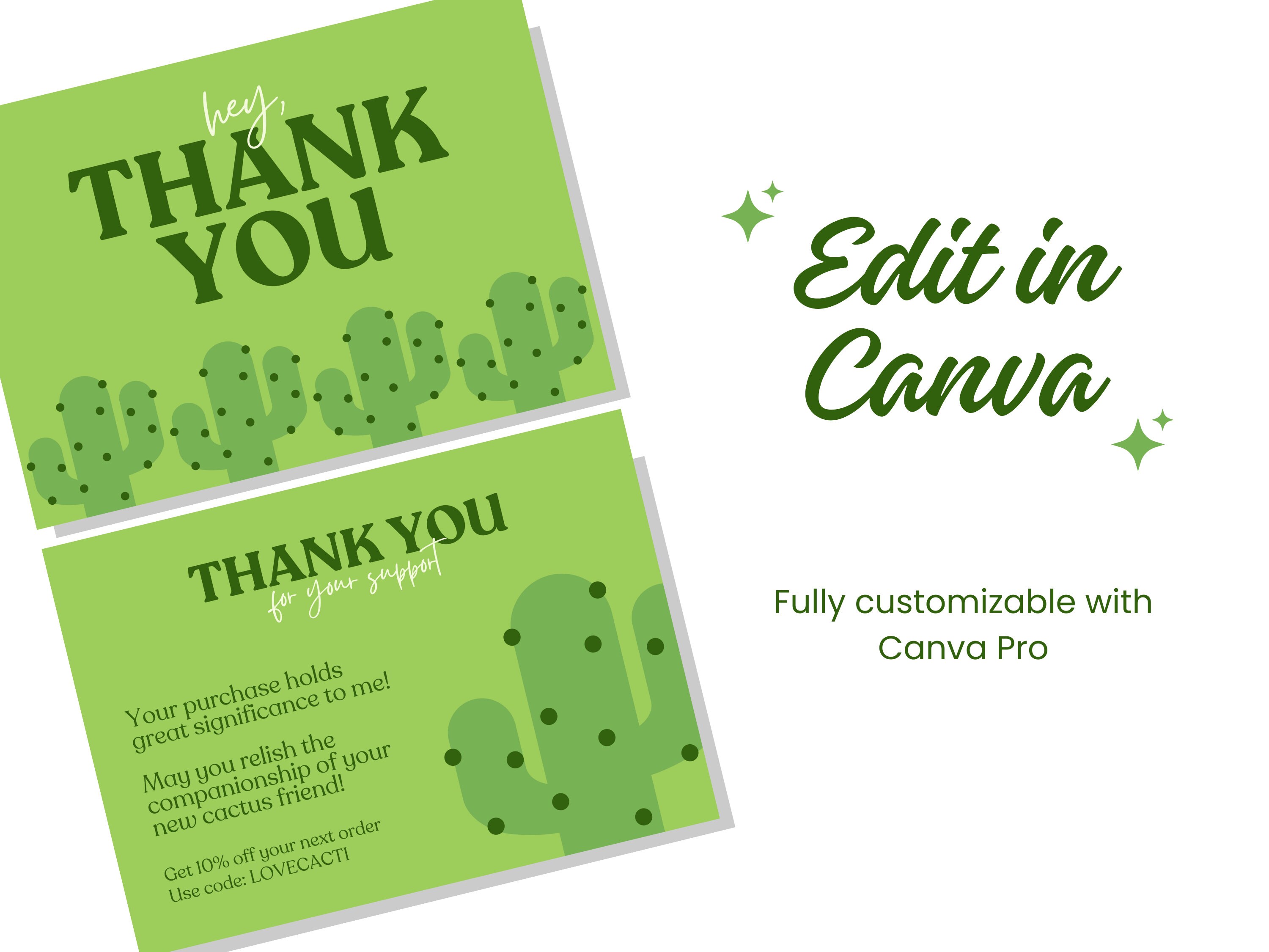 Thank You Card Template Canva Editable Thank You Printable Card Small ...