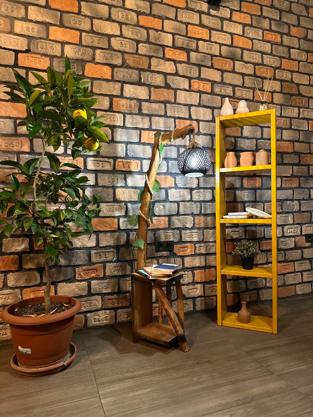 Tree Floor Lamp , Unique Corner Lamp , Handmade Wood Floor Lamp