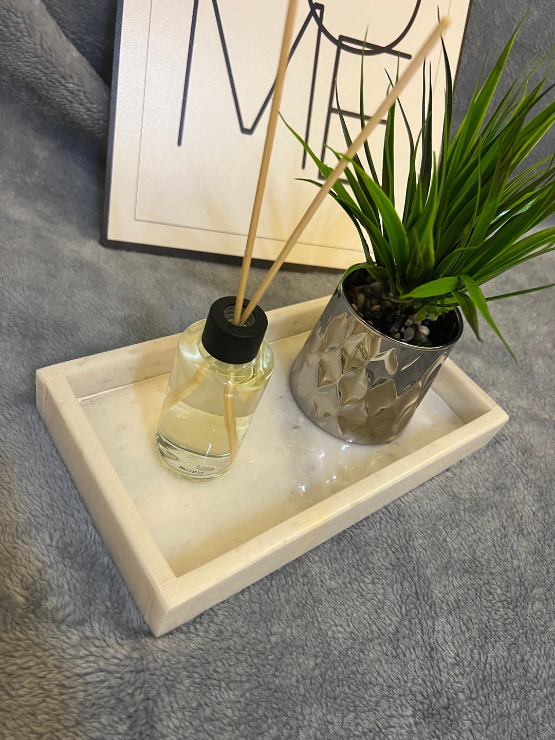 Modern Rectangular Marble Tray Bathroom Countertop Organizer Etsy