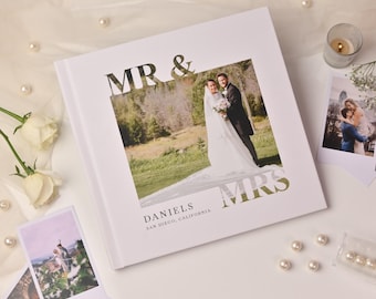 Custom Flush Mount Photo Book, Layflat Hardcover Wedding Keepsake, Personalized Memory Print