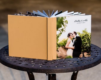 Premium Wedding Photo Album With Glass Cover | Acrylic Leather Lay Flat Photo Book | Luxury Flush Mount Album |  Holiday Photos Custom Album