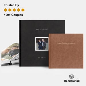 Luxury Wedding Photo Album | Leatherette Cover | Lay Flat Binding with Glass Window