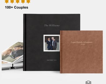 Luxury Wedding Photo Album | Leatherette Cover | Lay Flat Binding with Glass Window