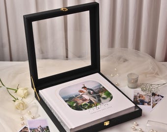 Premium Keepsake Leatherette Box With Acrylic Window | Custom Photo Box For Photo Album - Album Not Included