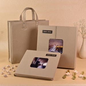 Premium Linen Photo Album | Personalized Keepsake Box & Bag To Preserve Wedding Anniversary And Travel Memories For Lifetime | Custom Album