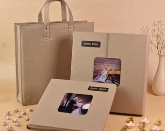 Premium Linen Photo Album | Personalized Keepsake Box & Bag To Preserve Wedding Anniversary And Travel Memories For Lifetime | Custom Album
