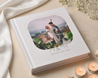 Personalized Flush Mount Photo Book, Lay-flat Hardcover Keepsake for Wedding Memories