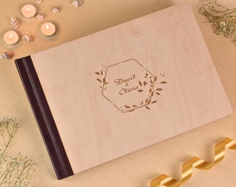 Custom Luxury Wedding Photo Album with Wooden Cover | Leather Spine | Ultra Thick Layflat Pages Personalized Heirloom Gift for Bride n Groom