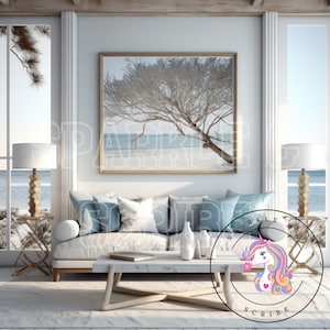 Modern Coastal Home Decor: 7 High-Quality Contemporary Beach House Frame Mockups for Stylish Interiors! Instant Download