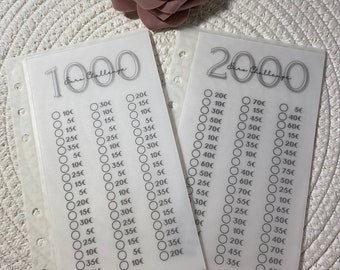 Geldumschläge mit Challenge bedruckt 1000|2000|5000Euro Challenge | Wiederverwenbar | budgeting | sparen | 1K | frosty design