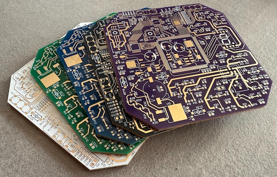 PCB Circuit Board Coasters – Geeky Tech Drink Coasters, Nerdy Gift for Engineers, Programmers & Gamers