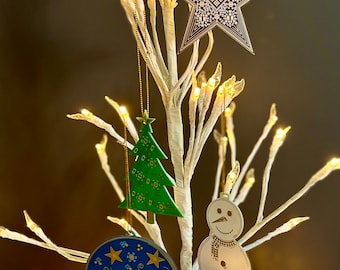 PCB Christmas Tree Decorations – Geeky Circuit Board Ornaments (Snowflake, Snowman, Bauble & Tree) – Tech Gift for Engineers and Gamers