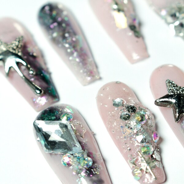 Press on Nail 3D glitter