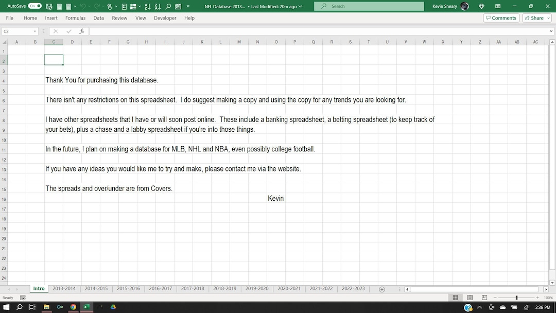 NFL Odds Database, 20132022. Point Spread and Over/under. Etsy