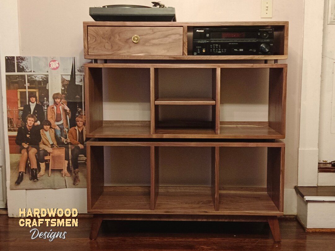 Record Storage Cabinet / 6 Record Bays / Turntable Stand / Stereo Shelf ...