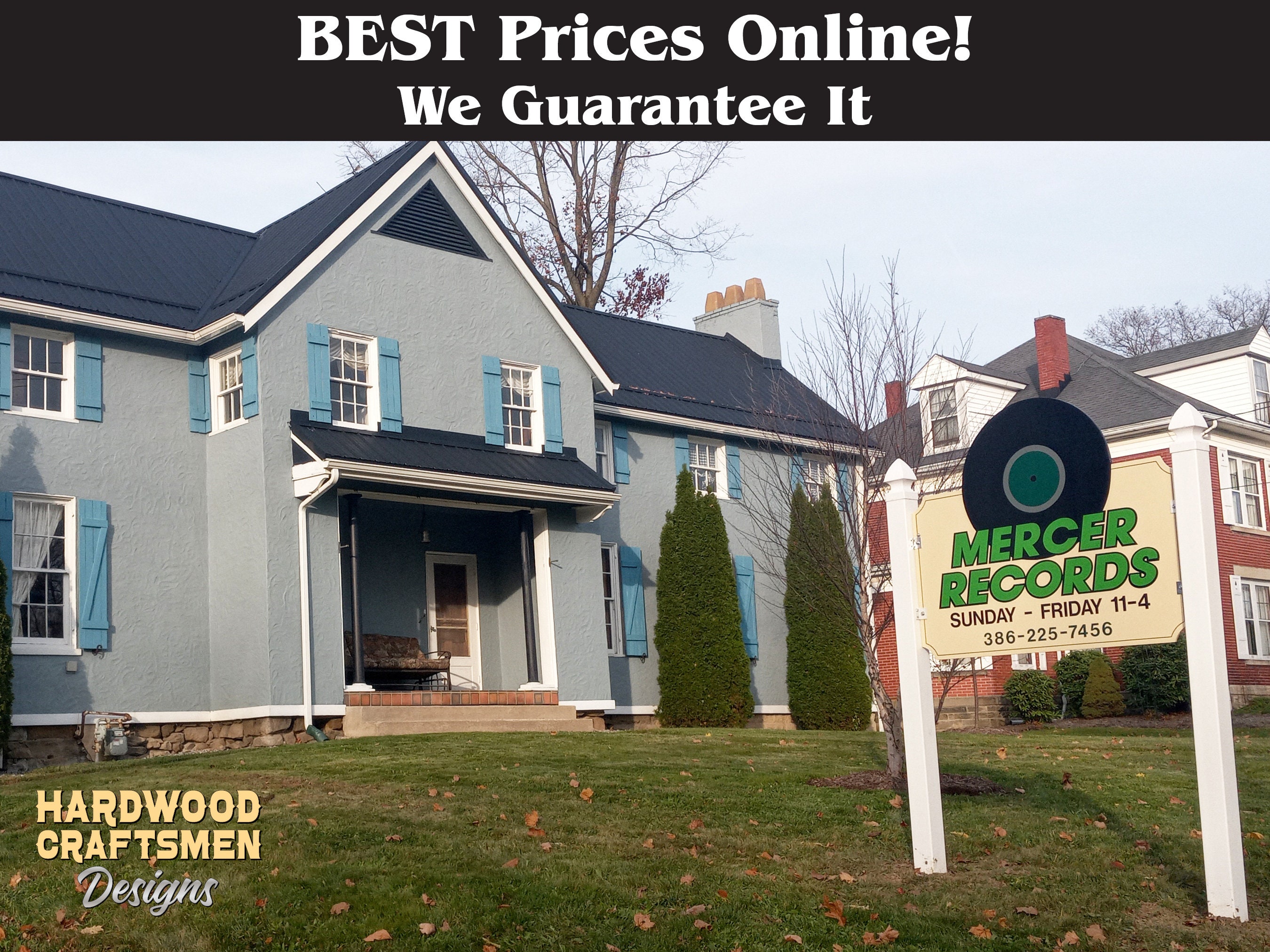 Record Storage / 6 Vinyl Bays / Hardwood Door / 3 Record Flip