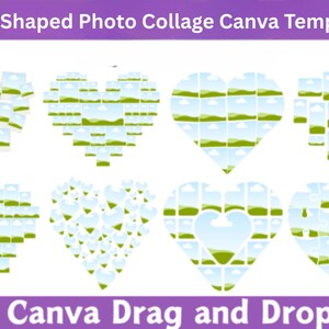 Plantilla editable de collage de fotos de corazón de Canva / Marco de amor para San Valentín / Regalo romántico para pareja / Collage de amor de Canva personalizable