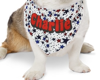 Personalized 4th of July Dog bandana, Patriotic Dog Bandana, American flag scarf, Custom Over Collar neckerchief
