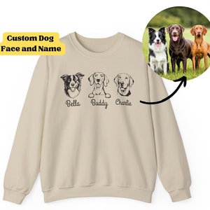 Custom Pet Face & Name Sweatshirts, Custom Pet Portrait Sweatshirt, Custom Dog sweatshirt,Special Birthday Gift for Dog Mom/Dad