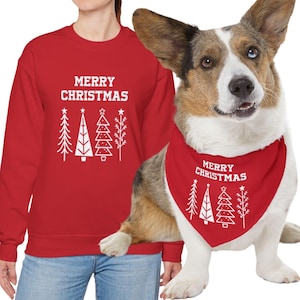 Dog and owner matching sweater, Christmas Matching Sweatshirt and dog Bandana set, Dog mom sweatshirt, Dog mama hoodie, Dog lover gift