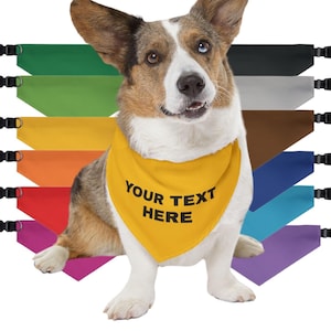Hundehalstuch mit benutzerdefiniertem Text über dem Halsband, Hunde- oder Katzenhalstuch mit personalisiertem Text und Grafik, Hundepflege, einfarbiges Hundehalstuch