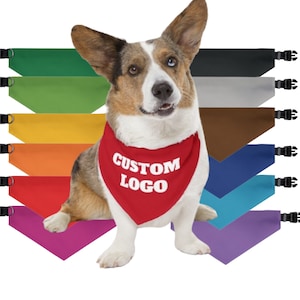Hundehalstuch mit individuellem Logo über dem Halsband, Hunde- oder Katzenhalstuch mit Geschäftslogo, einfarbiges Halstuch für Hunde, Fellpflege, Therapie