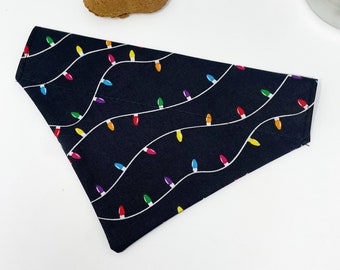 Bandana para cachorro de Natal, bandana personalizada para cachorro, bandana com luzes de Natal sobre a coleira, cachecol para cachorro, presentes de Natal para amantes de cachorro