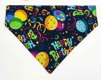 Dog Birthday Bandana, Birthday Boy/ Girl Dog Bandana, Custom dog bandana, Over the Collar Happy Birthday bandana