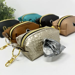Faux Leather Poop Bag Holder, Personalized Dog Poop Bag Dispenser, Custom Dog Waste Bag Holder, Dog Lover Gift