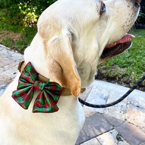 Over collar Dog bow tie, Christmas Plaid Dog Bowtie, Dog bowtie, XS to Large Dogs and Cats